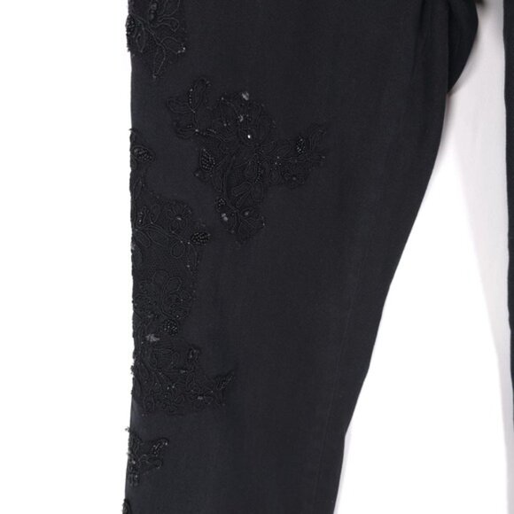 RALPH LAUREN Women's Jeans 4 Vintage HONG KONG MADE Black Beaded Floral - Picture 15 of 16